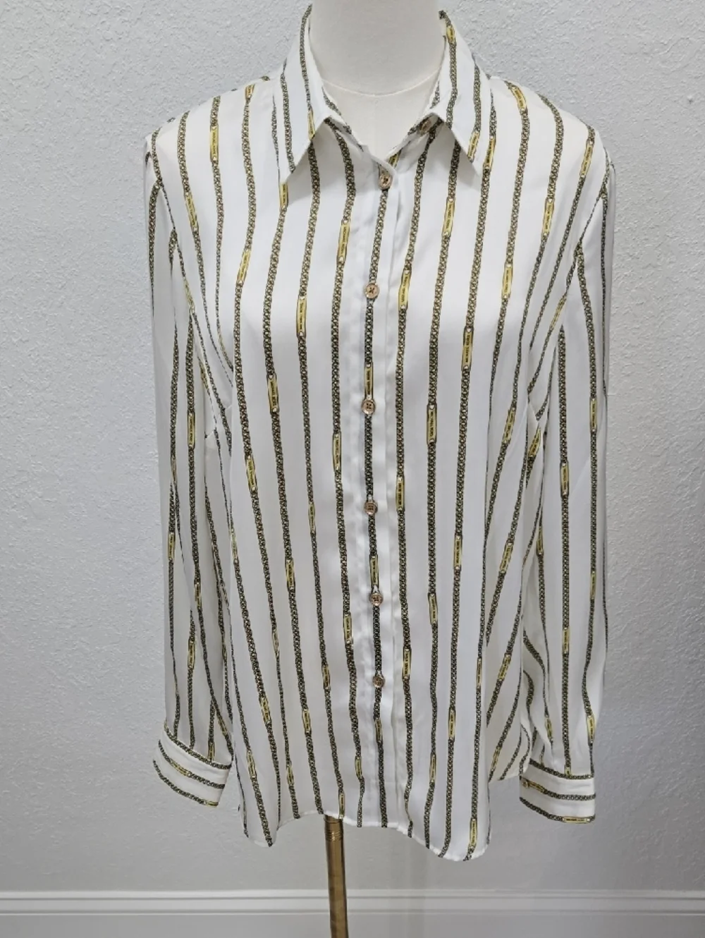 2-Michael Kors Button-Down Shirt Pair in White and Rust Orange - Picture 4 of 11